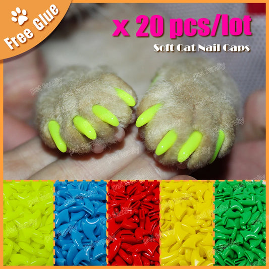 Soft Claw Caps for Cats with free Adhesive Glue + Applicator