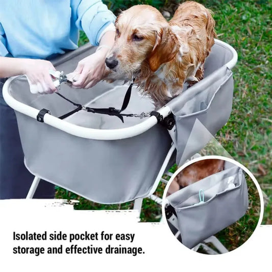 Elevated, Adjustable and Foldable Pet Bath Tub