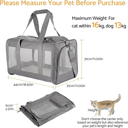 Airline Approved Pet Carrier with Breathable Honeycomb and Removable Support Board