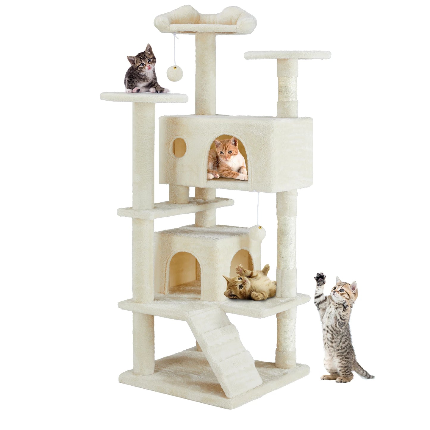 Indoor 54-inch Multi-Level Cat Tree/Tower with Scratching Post