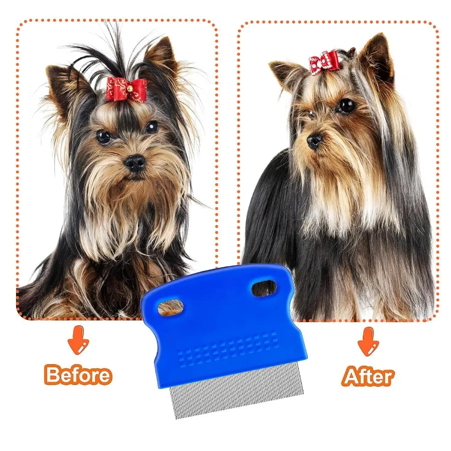 5 Pack Stainless Steel Flea/Lice Combs with Rounded Teeth for Pet Grooming