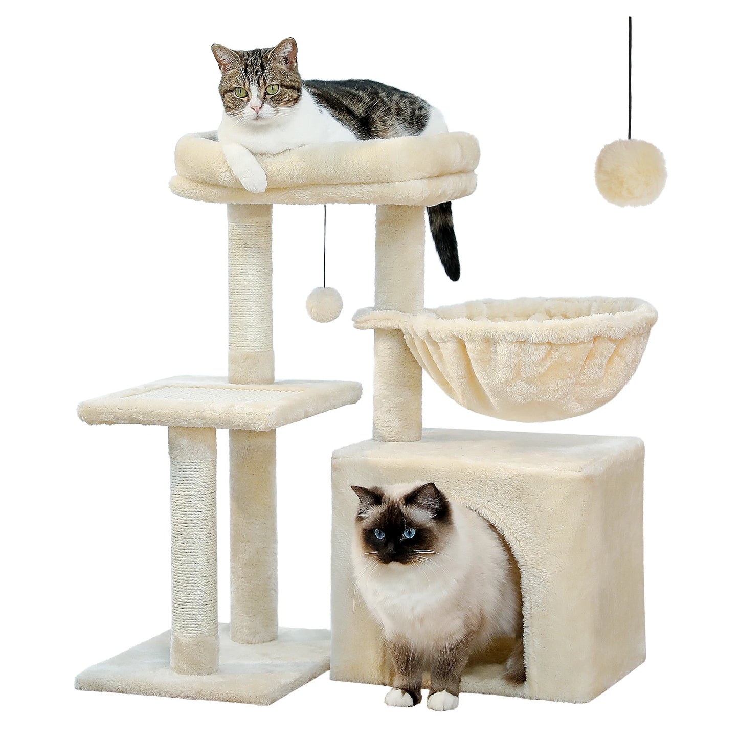 Cat tree with Scratching Posts, Big Hammock and Removable Top Perch