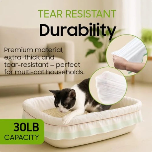 30-Count Heavy Duty, Pre-Separated Drawstring Cat Litter Box Liners 36 x 16