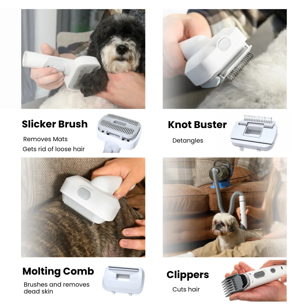 Grooming Kit and Vacuum for Dogs & Cats, Removes up to 99% of Fur Low noise, Adjustable Speed