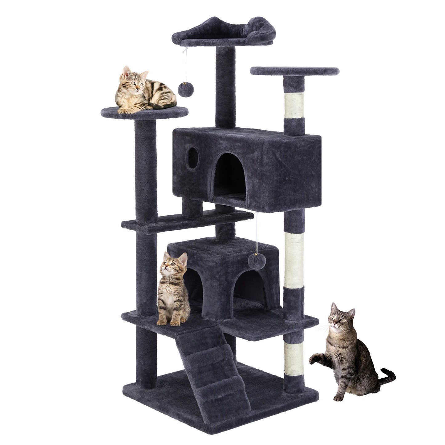 Indoor 54-inch Multi-Level Cat Tree/Tower with Scratching Post