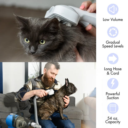 Grooming Kit and Vacuum for Dogs & Cats, Removes up to 99% of Fur Low noise, Adjustable Speed