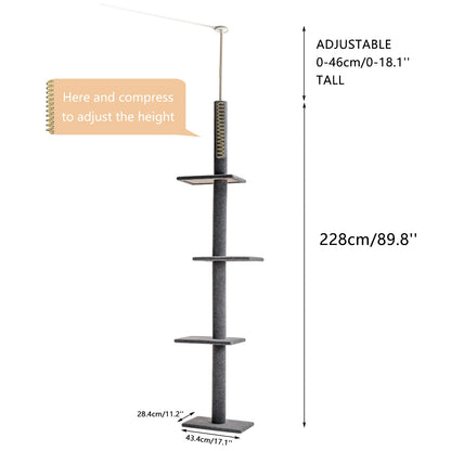 Adjustable Floor-to-Ceiling, Multi-Level Cactus Cat Tree