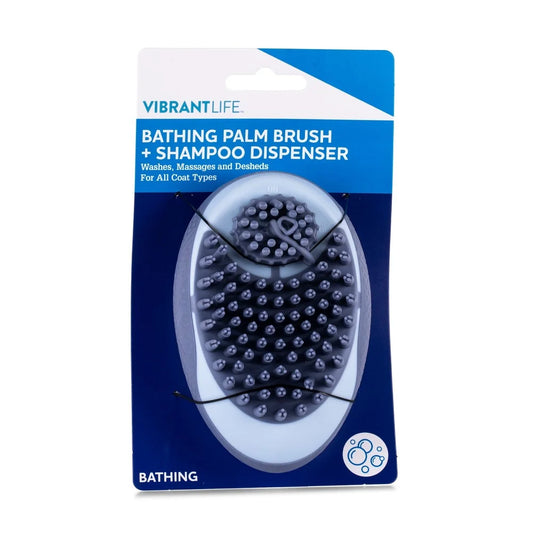 Ergonomic Dog/Cat Grooming Brush with Shampoo Dispenser and Soft Silicone Bristles for Bathing and Massaging