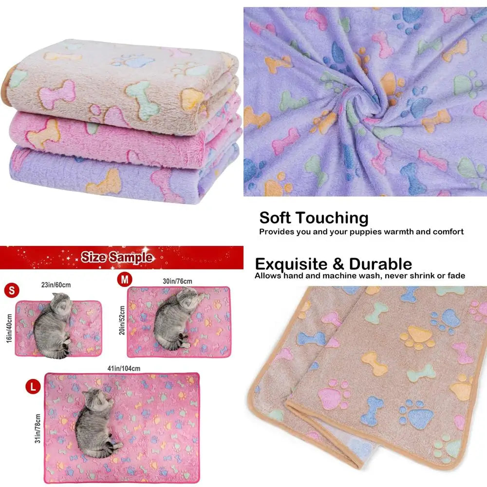 1 Pack of 3 Dog Blankets - Soft Fluffy Fleece
