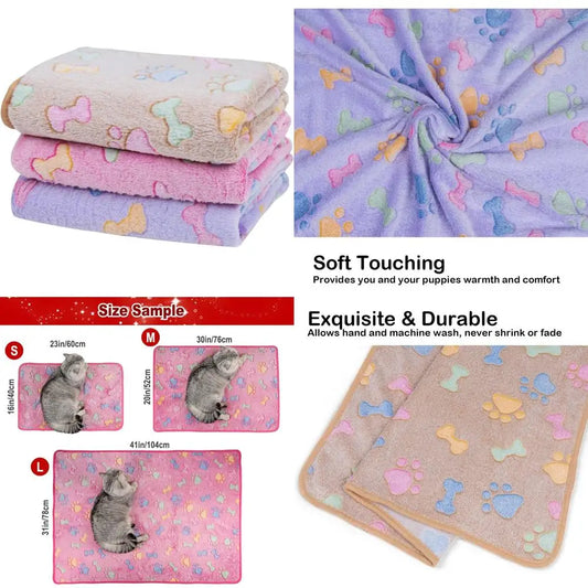 1 Pack of 3 Dog Blankets - Soft Fluffy Fleece