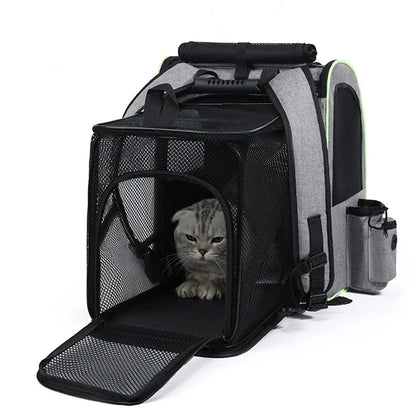 Expandable Pet Backpack with Breathable Mesh Shade Cover