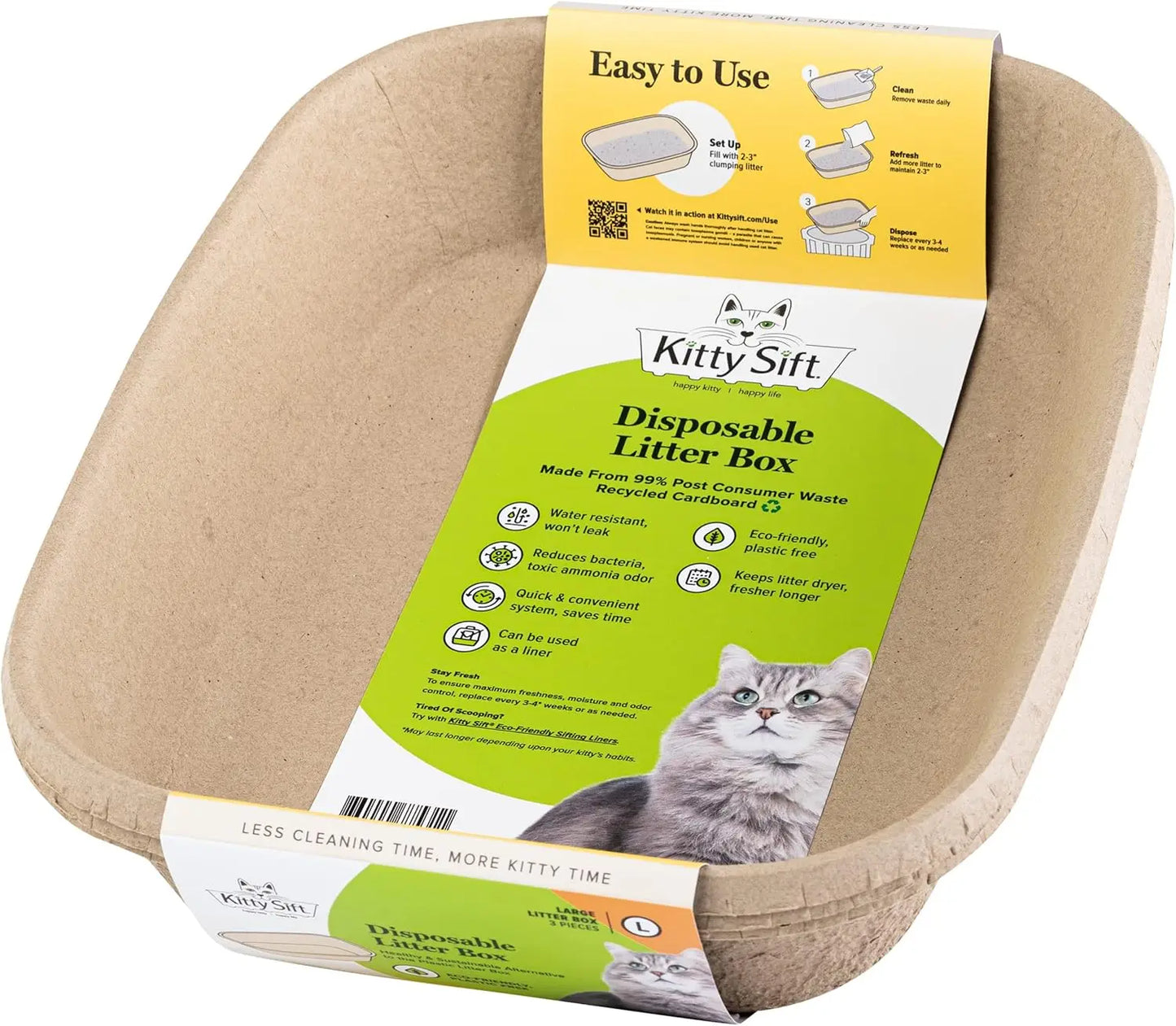 Kitty Sift Large 6-Pack Disposable Cat Litter Box
