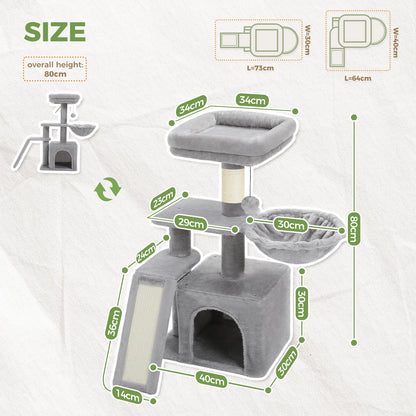 Cat tree with Scratching Posts, Big Hammock and Removable Top Perch