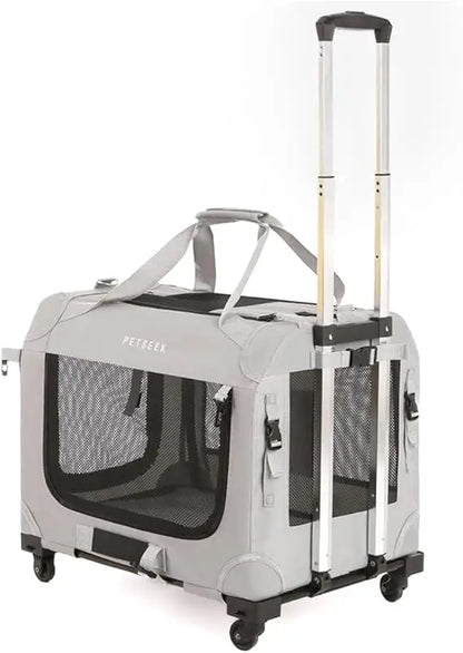 Soft-Sided, Collapsible and Ventilated Pet Carrier with Wheels
