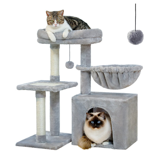 Cat tree with Scratching Posts, Big Hammock and Removable Top Perch