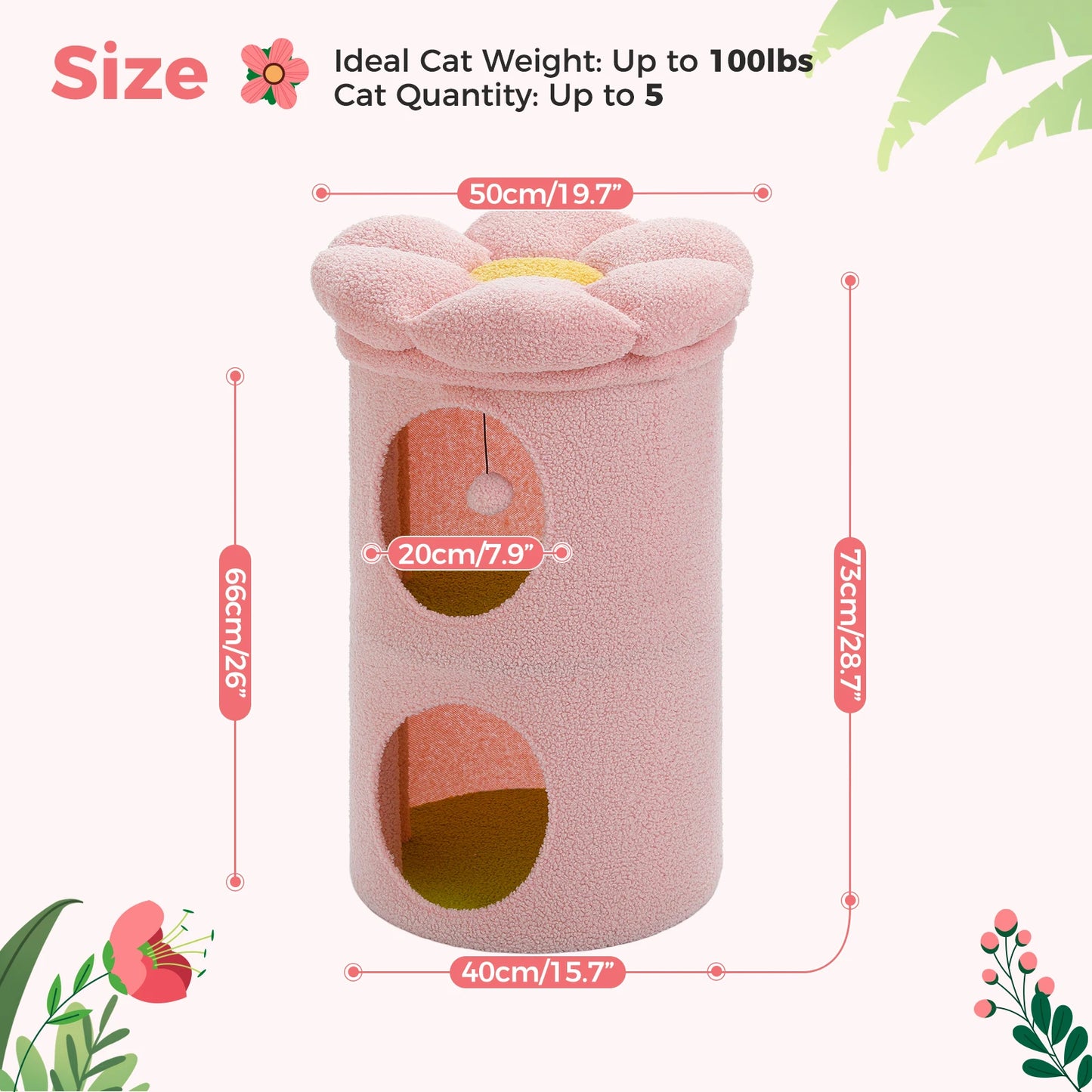 Large  Cat House with Removable Flower Cat Bed and Hideaway
