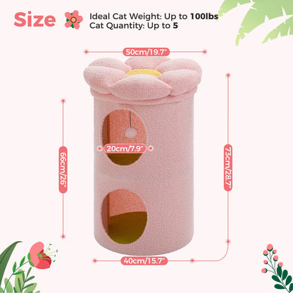 Large  Cat House with Removable Flower Cat Bed and Hideaway