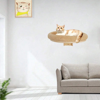 Cat Wall Mounted Solid Wooden Furniture with Climbing Ladder, Perch, Hammock and Scratching Post