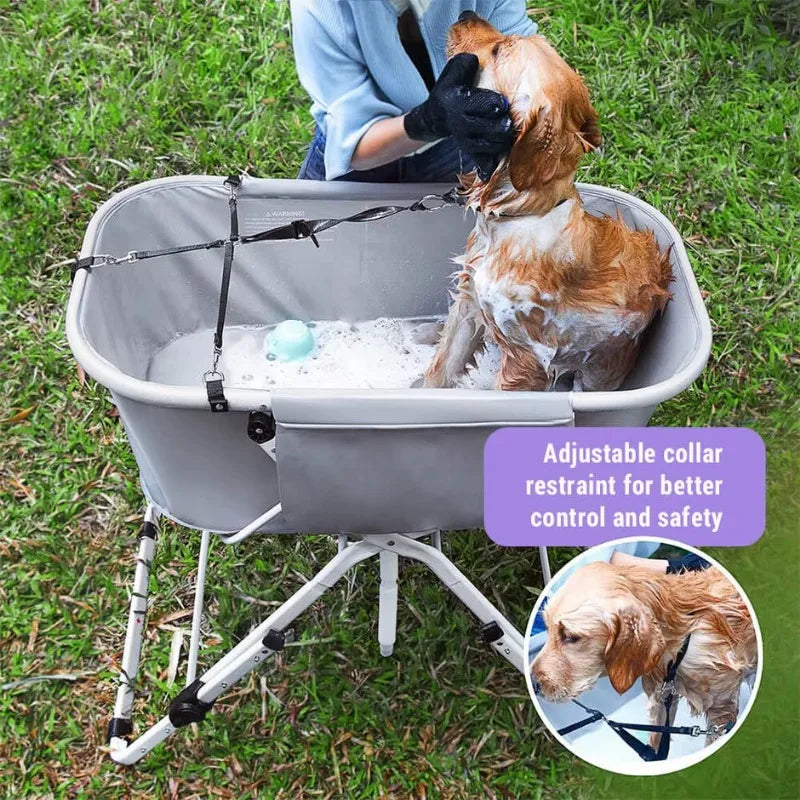 Elevated, Adjustable and Foldable Pet Bath Tub