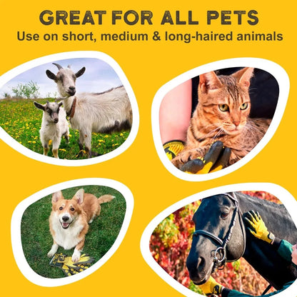 Pet Grooming and Bathing Gloves - Effective Pet Hair Removal and Deshedding + Massaging