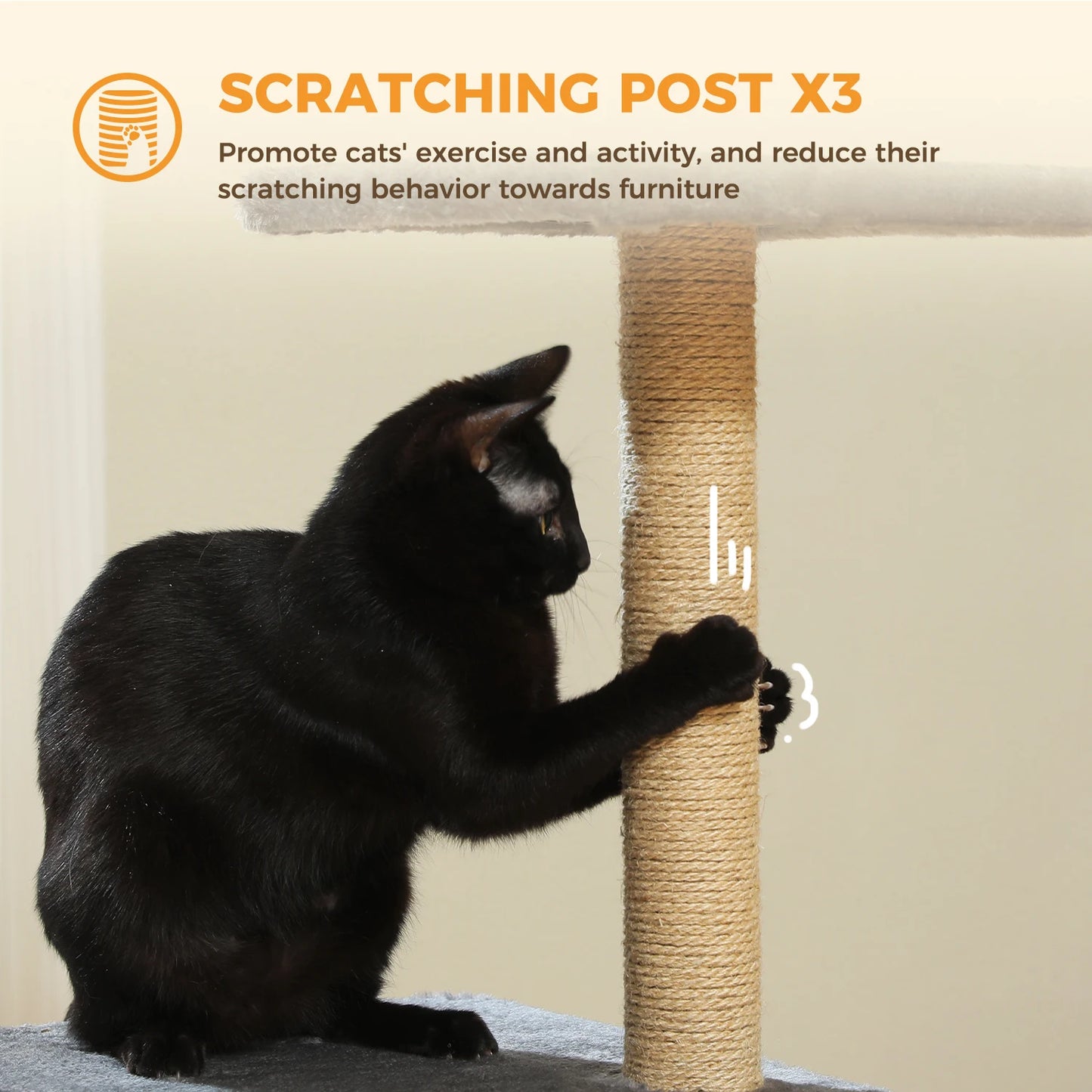Cat tree with Scratching Posts, Big Hammock and Removable Top Perch
