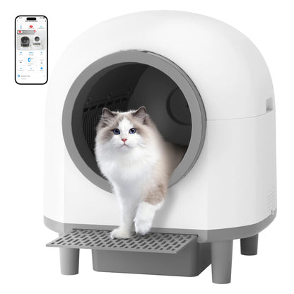 Self Cleaning Automatic Cat Litter Box with Stairs, Safety Protection and APP-Control