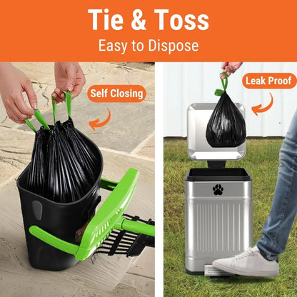 Dog Pooper Scooper with Bag Attachment and 40" Long Handle