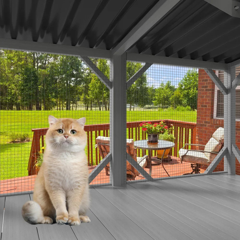 Wooden Catio Window Perch with Hammock - for Sunbathing, Napping & Overlooking