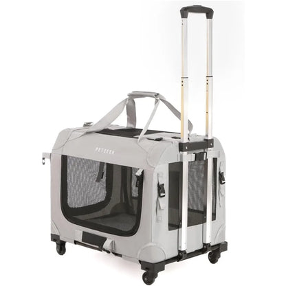 Soft-Sided, Collapsible and Ventilated Pet Carrier with Wheels