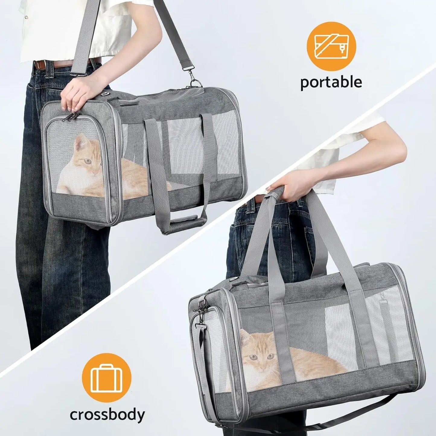 Airline Approved Pet Carrier with Breathable Honeycomb and Removable Support Board