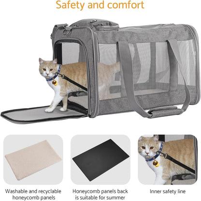 Airline Approved Pet Carrier with Breathable Honeycomb and Removable Support Board