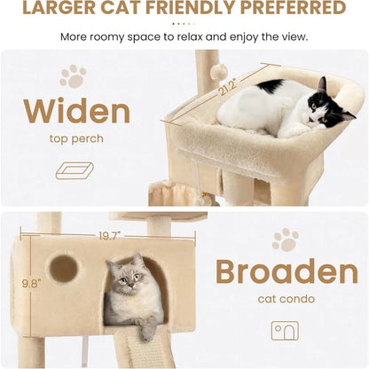 65-inch Cozy, Plush, Multi-Level Cat Tree Tower Condo