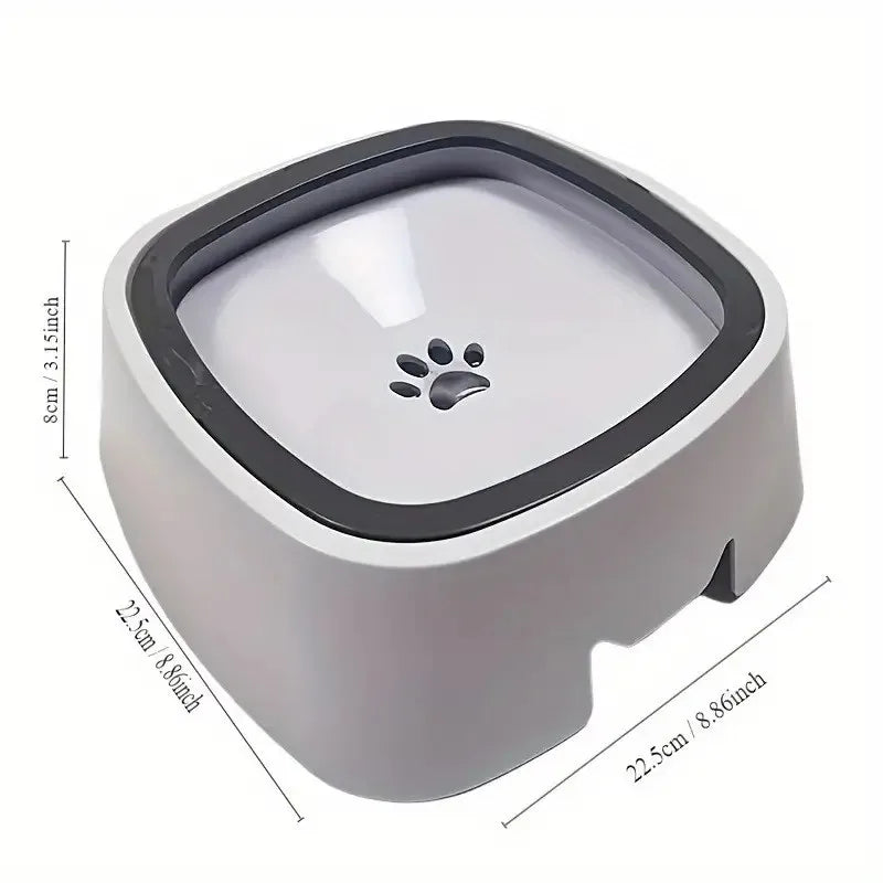 Spill-Proof Clear Pet Water Bowl with Non-Slip Base & Floating Filter