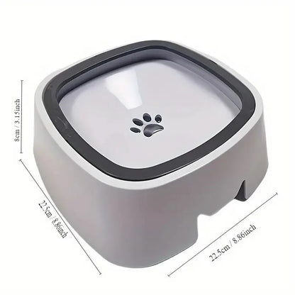Spill-Proof Clear Pet Water Bowl with Non-Slip Base & Floating Filter