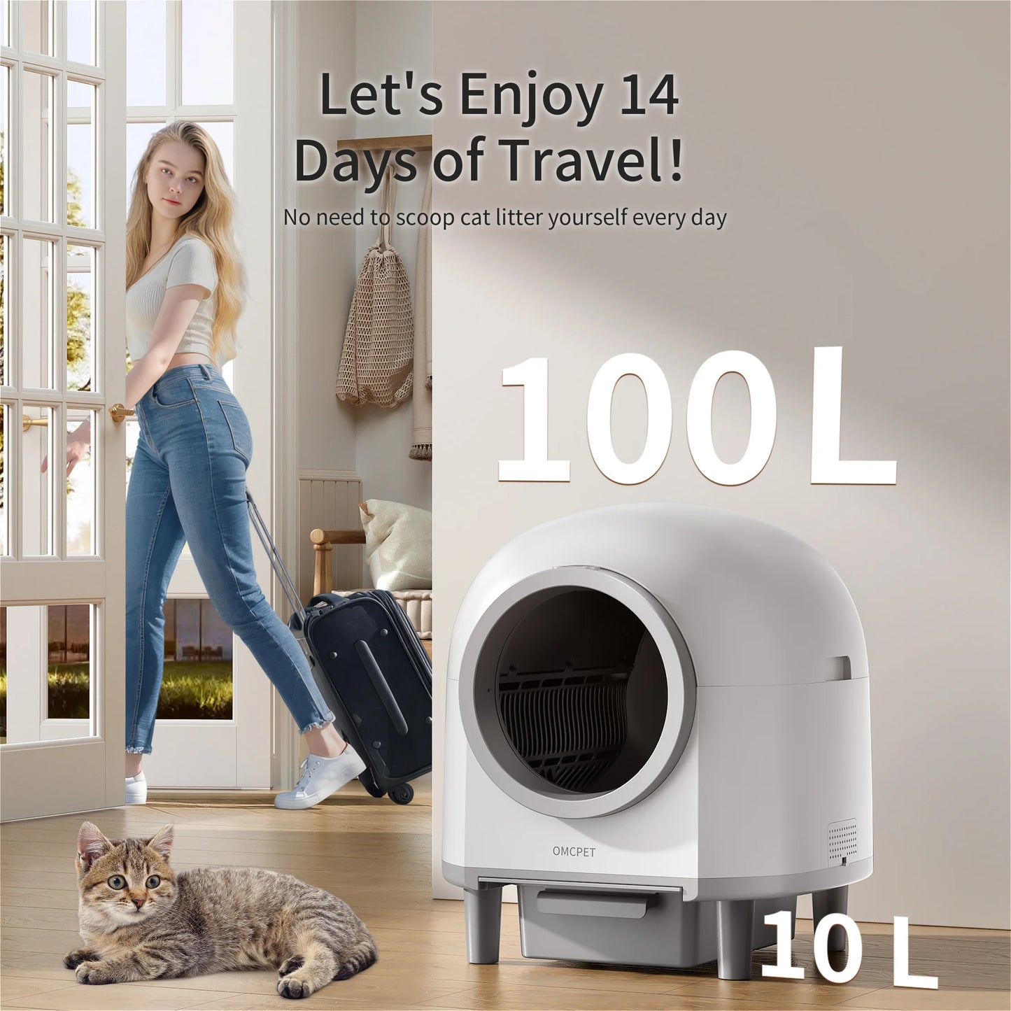 Automatic, Self Cleaning Smart Cat Litter Box with Remote Control