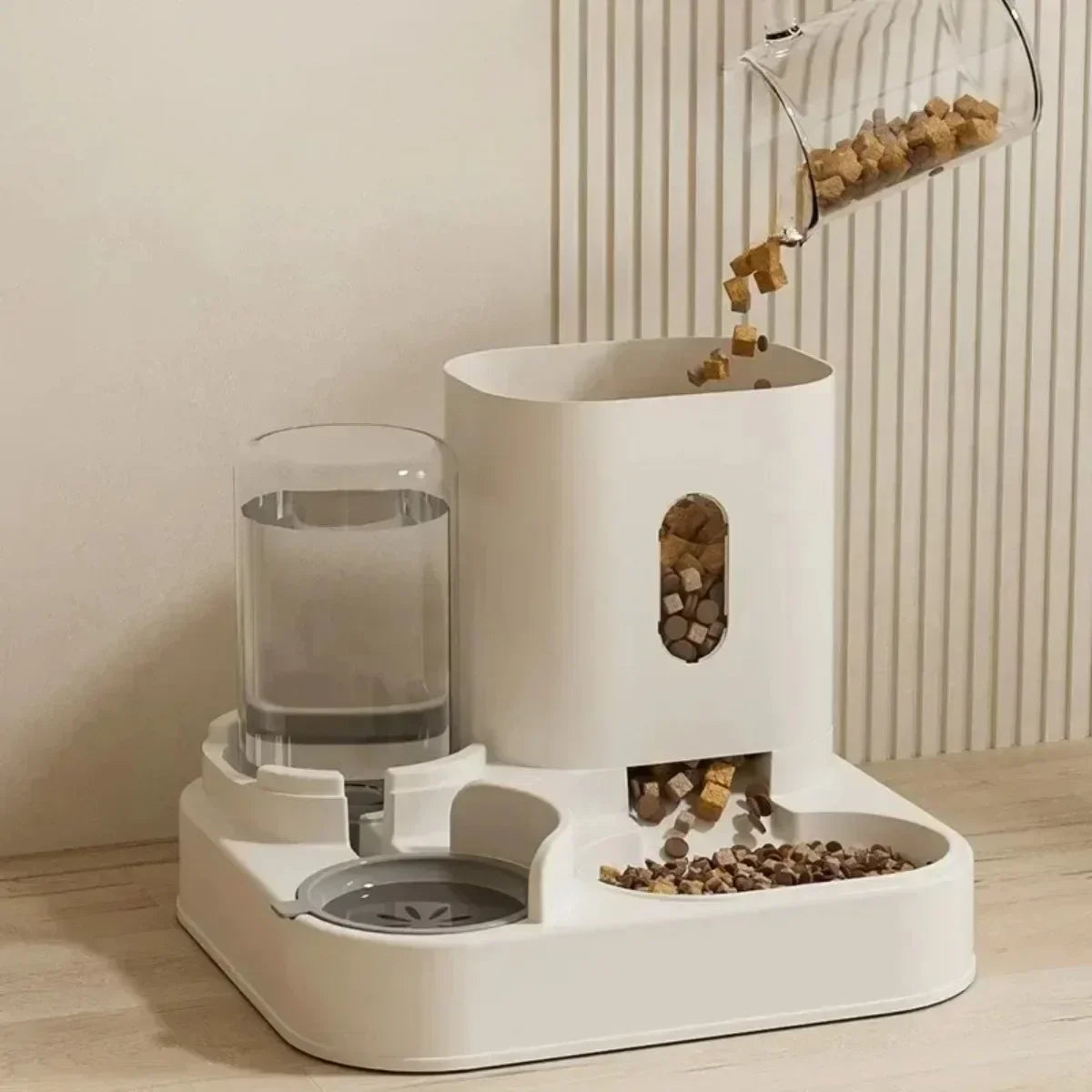 Automatic Pet Feeder Bowl With Water Fountain and Large Capacity Food Storage Dispenser