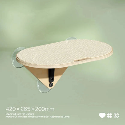 Indoor Window Mounted Cat Perch Hammock with Climbing Steps, Scratching Post, and Wooden  Bed