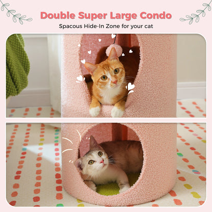 Large  Cat House with Removable Flower Cat Bed and Hideaway