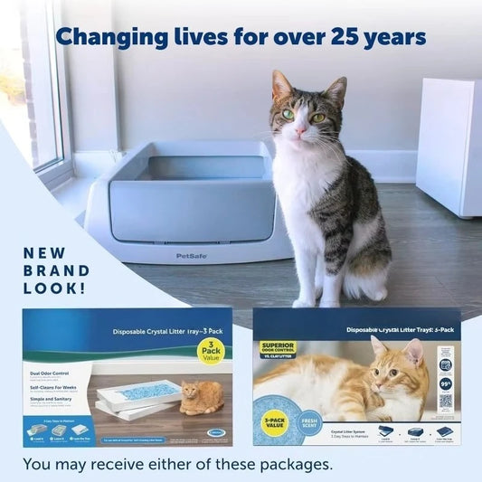 Crystal Cat Litter Tray Refills – Fresh Scent, 3-Pack Disposable Tray with Leak Protection