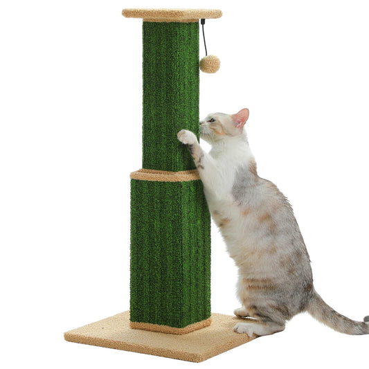 Large Scratching Post for Indoor Cats with Woven Sisal Dangling Ball