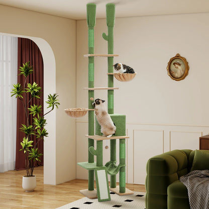 Adjustable Floor-to-Ceiling, Multi-Level Cactus Cat Tree