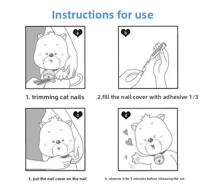 New Fashion Colorful Cat Soft Claw Caps (40 PCS/lot with Free Adhesive Glue) -  Size XS-L