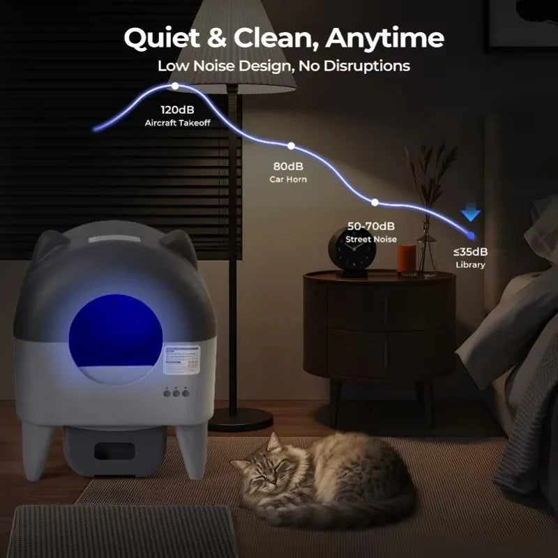 Multi-Cat Compatible Automatic Cat Litter Box with APP Control and Odor Control