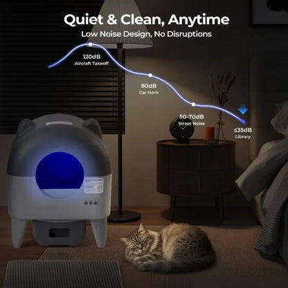 Multi-Cat Compatible Automatic Cat Litter Box with APP Control and Odor Control