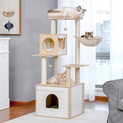 Multi-Level Cat Tree with Scratching Posts and Hammocks