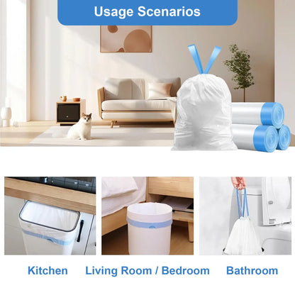 60-count Self-Cleaning Cat Litter Box  Bags  with Drawstring Design - 17x19in/45x50cm, 4 Rolls