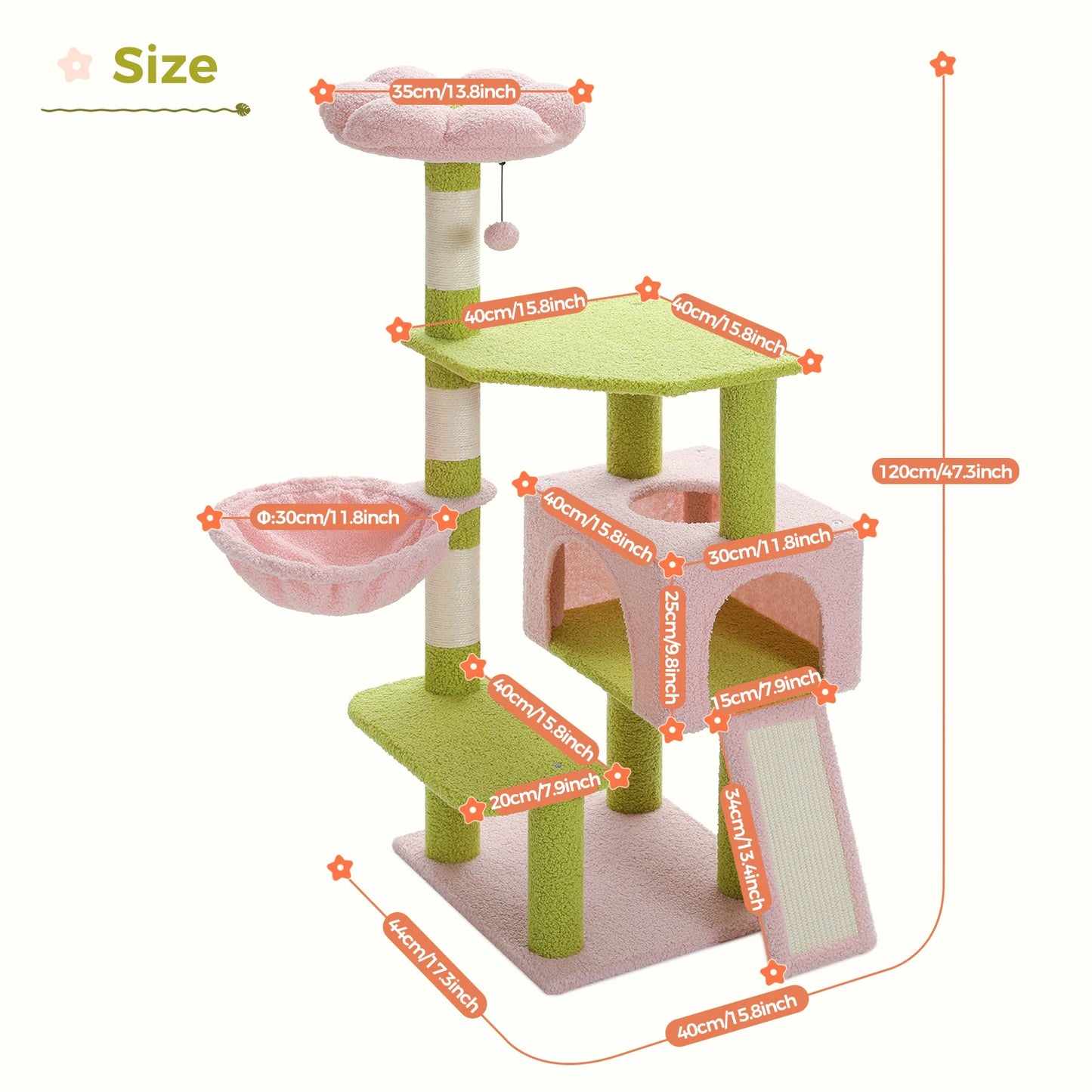 Flower Multi-Level Cat Tower/Tree with Scratching Posts and Top Perch