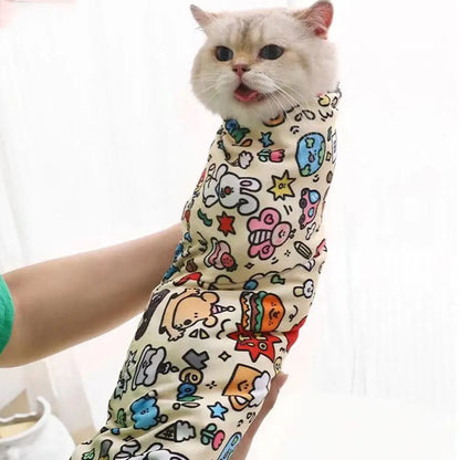Calming, Anti-Scratch Restraint Wrap for Cats with Folding Cosmetic Bag