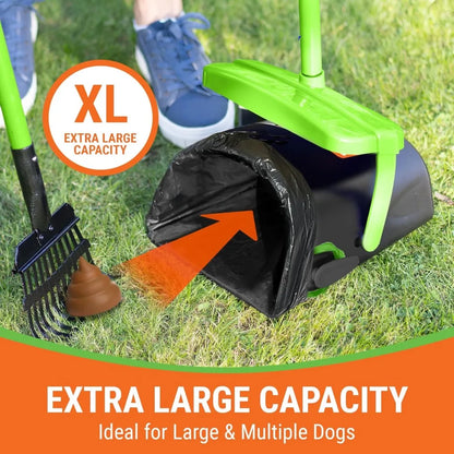 Dog Pooper Scooper with Bag Attachment and 40" Long Handle