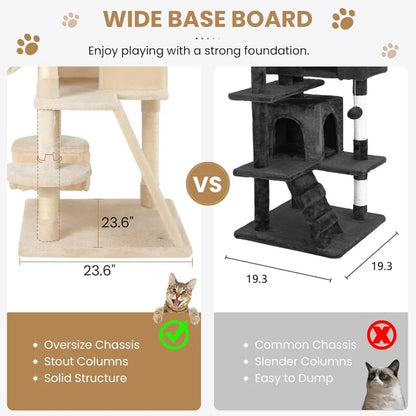 65-inch Cozy, Plush, Multi-Level Cat Tree Tower Condo